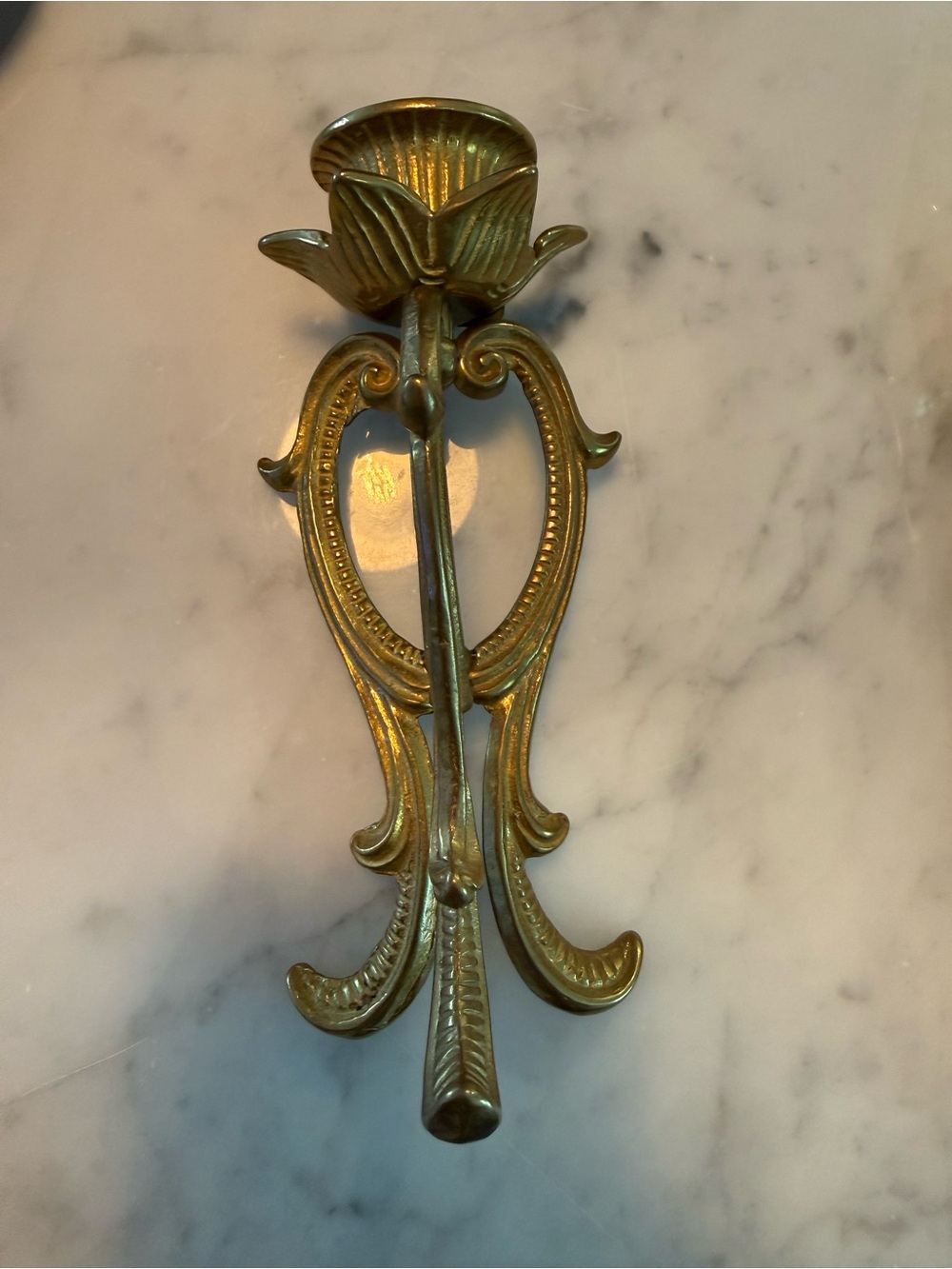 Vintage Brass Taper Candle Holder Daffodil - Buttercup Flower Shape Andrea Sadek